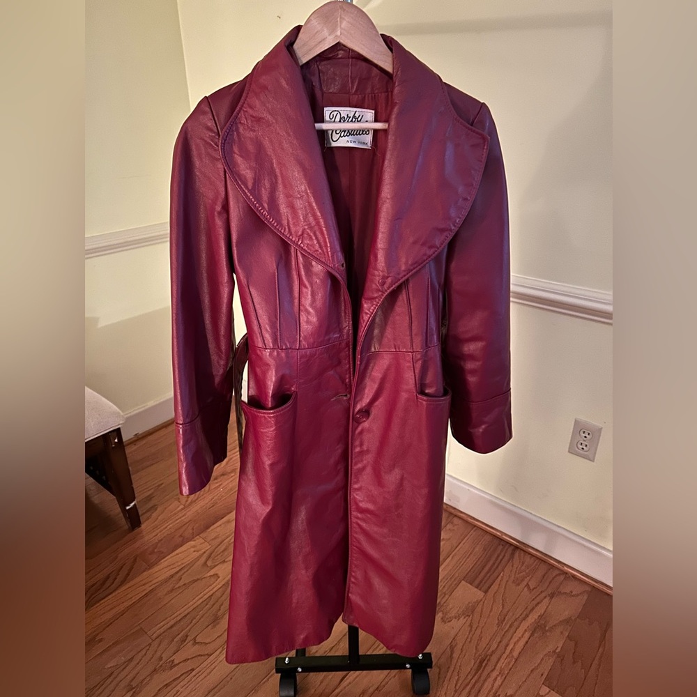 Red leather coat
